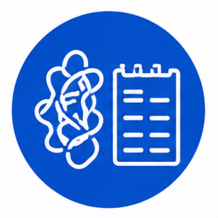 Protein analysis and expression technology icon featuring protein structure and analytical document symbol representing western blot, protein purification, ELISA, BCA assay, GST pull-down, and protein characterization technologies