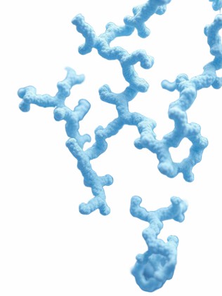Light blue protein aggregation (AI generated)