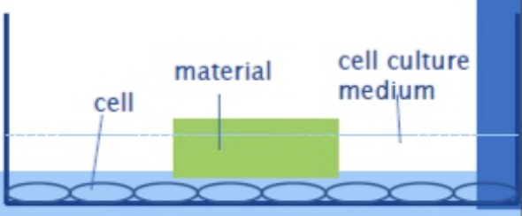 Qualitative cytotoxicity test with direct contact method.