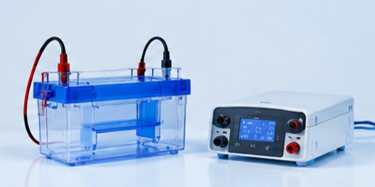 Electrophoresis technology platform image featuring gel electrophoresis systems, nucleic acid separation equipment, and protein analysis instruments for molecular biology and clinical laboratory applications (STEMart Original)